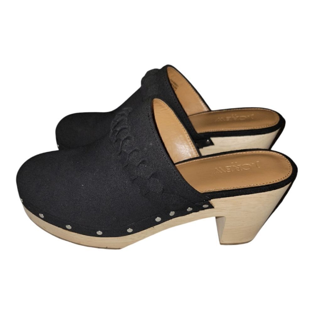 J.Crew Women's Sueded Vegan Leather Clogs Black With Silver Stud Detail SIZE 7
